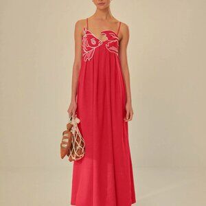 Farm Rio Red Fish Top Maxi Dress NWT